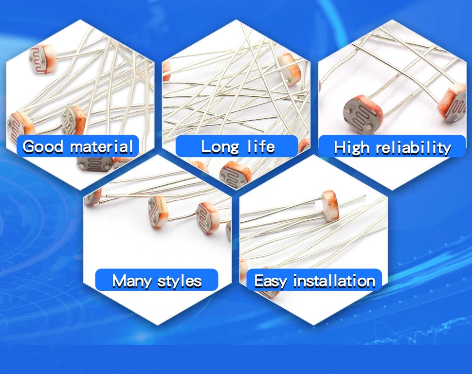 10PCS 5mm LDR Photo Light Sensitive Resistor Photoelectric Switch Sensor 5506 5516 5528 5537 5539 5549 12528  For Arduino