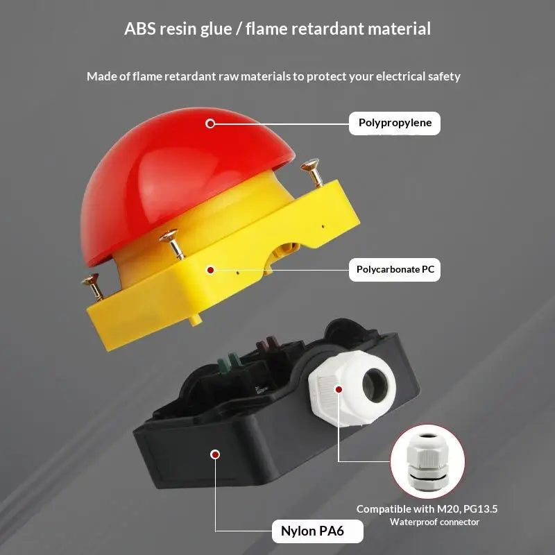 1 Set Mushroom Head Self-Locking/Resetting 1NO Foot/Hand Control IP65 Emergency Stop Button Switch For Industrial Safe