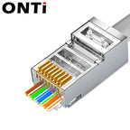 ONTi 10/50/100pcs CAT5E CAT6 CAT7 Plug RJ45 Connector 50U Gold Plated End Pass Through Network Cable Modular 8P8C Connector