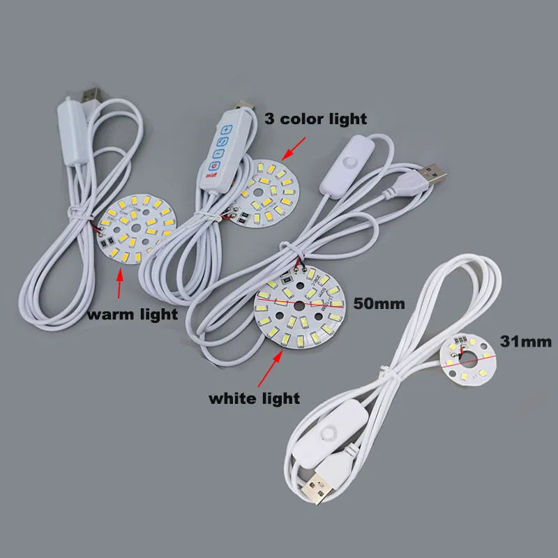 DC 5V USB Dimmer 31mm 50mm Warm White 3W 10W LED Lights 5730 Chip Single Reading Night Desk Book Tablet Lamp Switch Cable