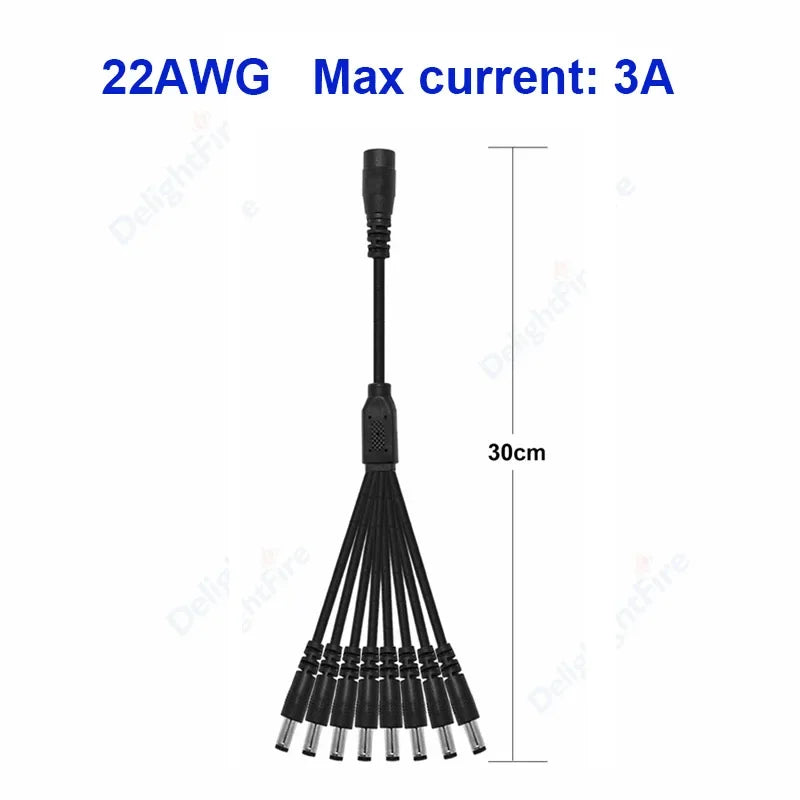 Splitter DC Power Cable 1 To 2/3/4/5/6/8 Way 5V 12V Male Female 5.5x2.1mm DC Plug Extension Wire For LED Strip Light Camera CCTV