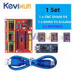 1SET 3DV4 CNC Shield V4 + Nano 3.0 + 3pcs DRV8825 or A4988 Reprap Stepper Drivers Set For Arduino
