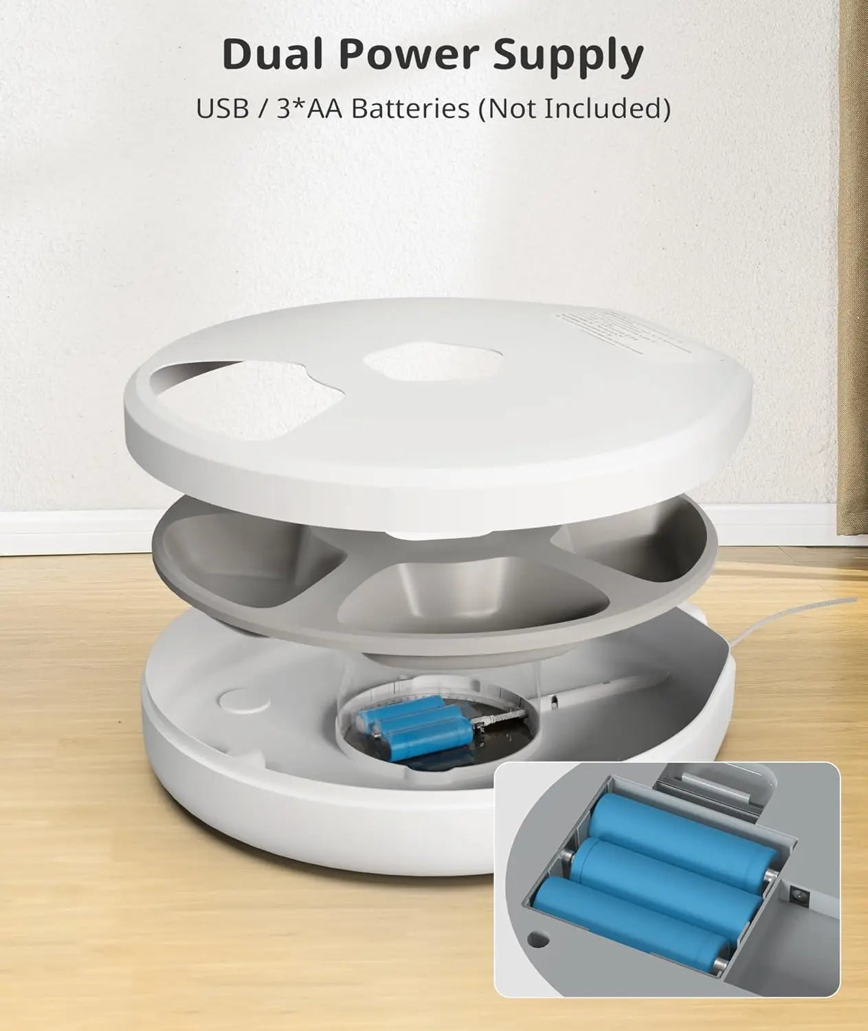 Automatic Cat Feeder 5 Meals Programmable Timer Rechargeable with 2 Ice Packs for Kitten Small Dog Pet Food Dispenser
