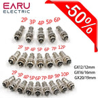 GX12 GX16 GX20 Aviation Connector Plug Socket Circular Connector 2 3 4 5 6 7 8 9 10 12 Pin 12/16/19mm Cable Wire Male Female