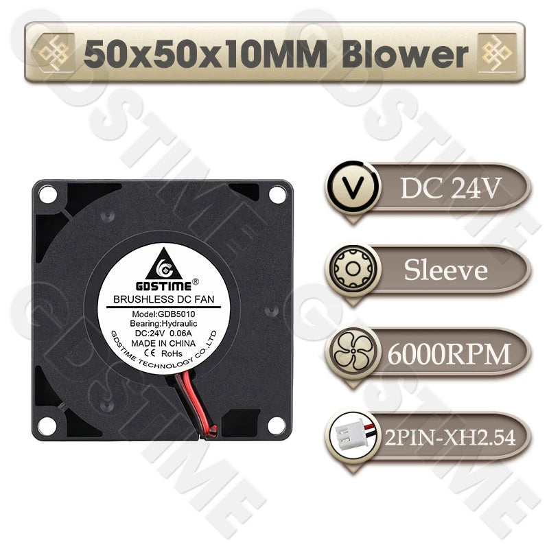 Gdstime 4010 24V Blower 12V 5V Cooler Fan 5015 Radial Fan 50x15MM Turbine Cooling Fan 30MM Micro Fan for 3D Printer Part Cooling