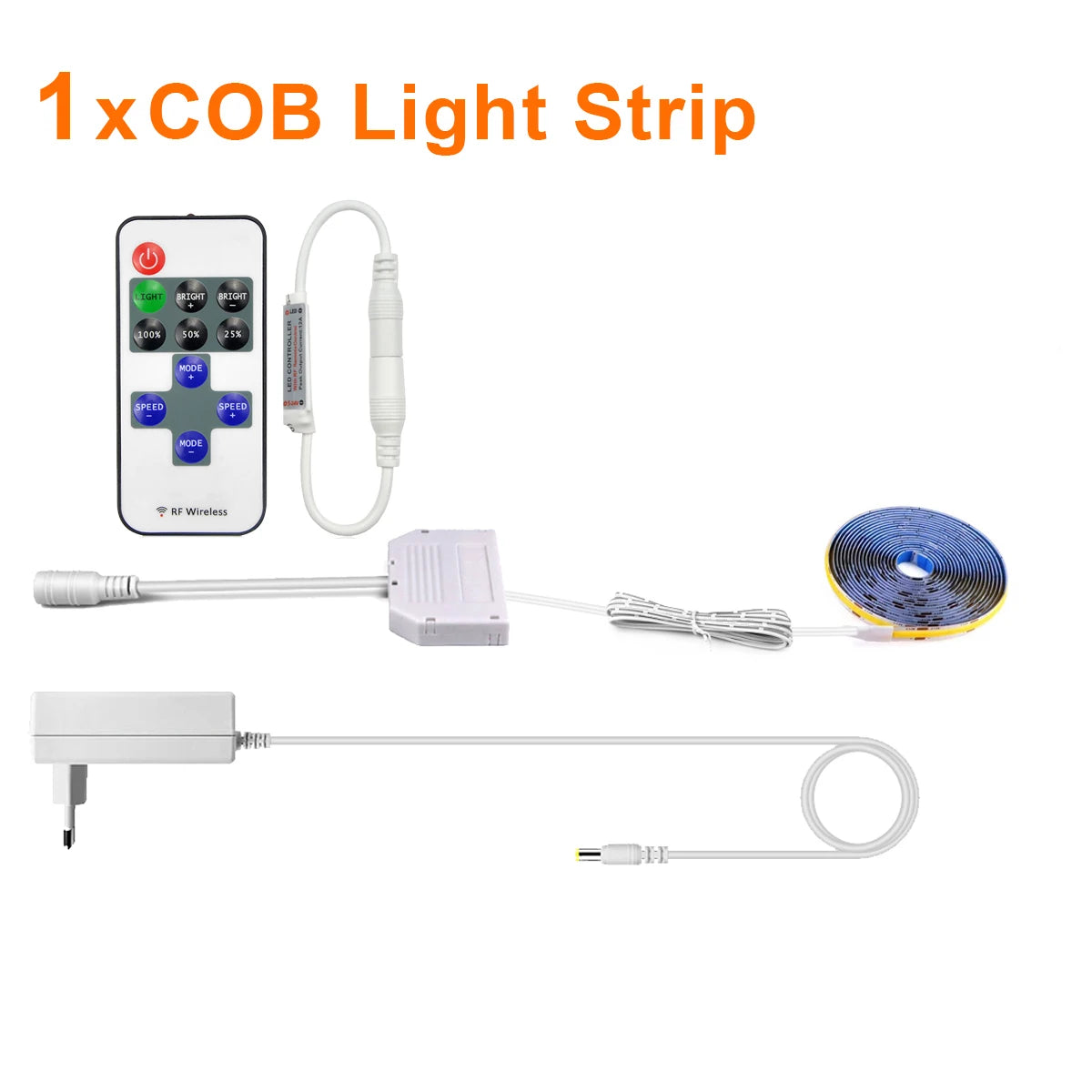 AC220V To DC 12V COB LED Strip Lights for Kitchen Home Decor Cabinet Lamp with Dimming Remote Controller led tiras de luces -EU