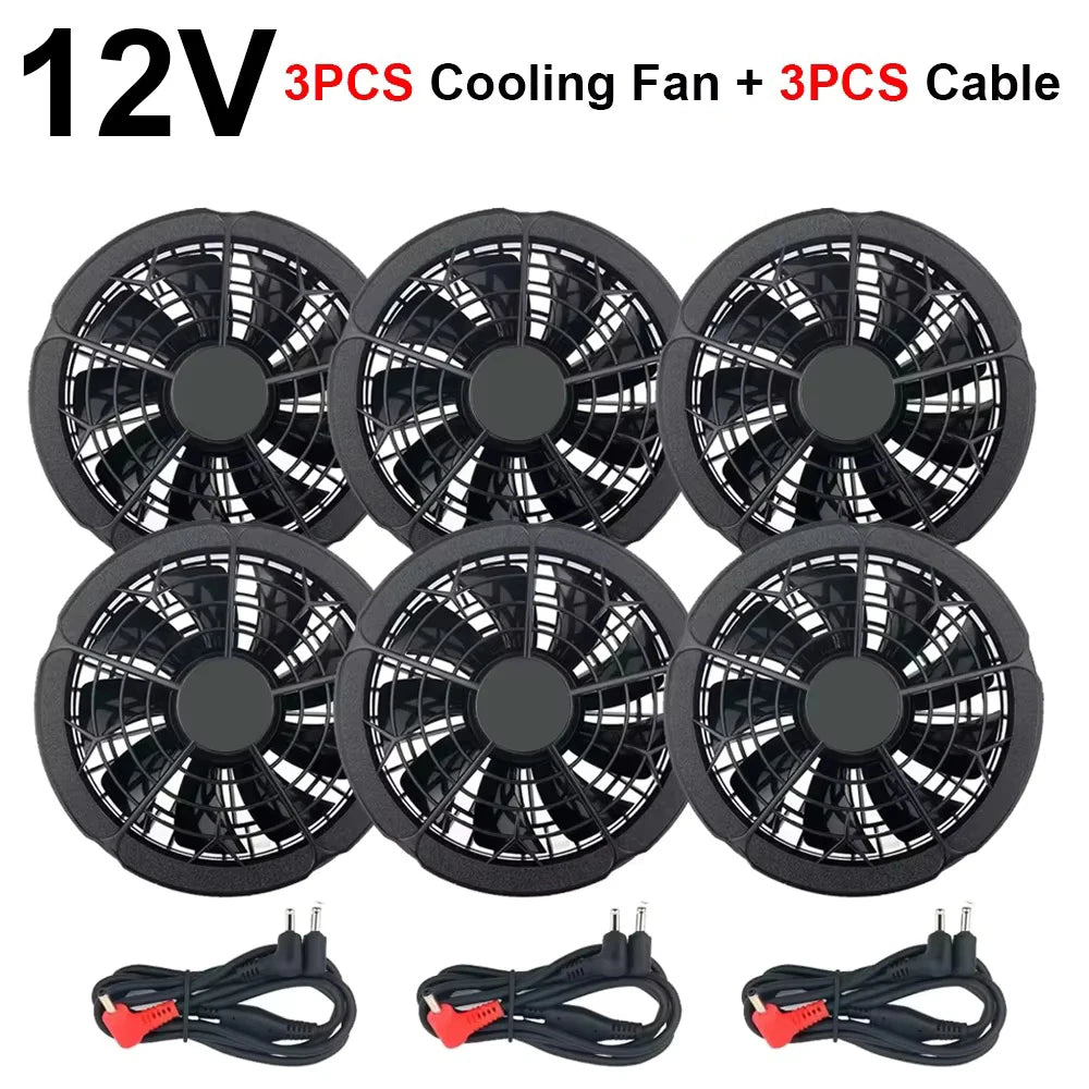 Air Conditioner Vest Cooling Fan 5V or 12V Adjustable Gear High Speed Fan For High Temperature Outdoor Work Fast Cooling DC Fan