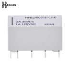 【New】5V coil bistable latching relay DPDT 30VDC 2A 1A 125VAC HFD2/005-S-L2-D realy