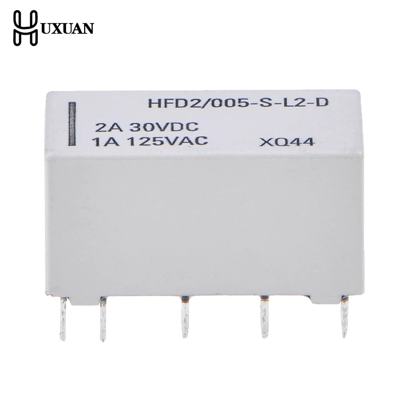 【New】5V coil bistable latching relay DPDT 30VDC 2A 1A 125VAC HFD2/005-S-L2-D realy