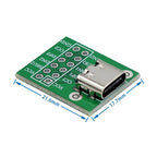 5Pcs USB TYPE-C Conversion Board 2.54MM CC1 CC2 5.1K Pull-down Resistor Connection USB Adapter Pin DIP Female Base Adapter Board