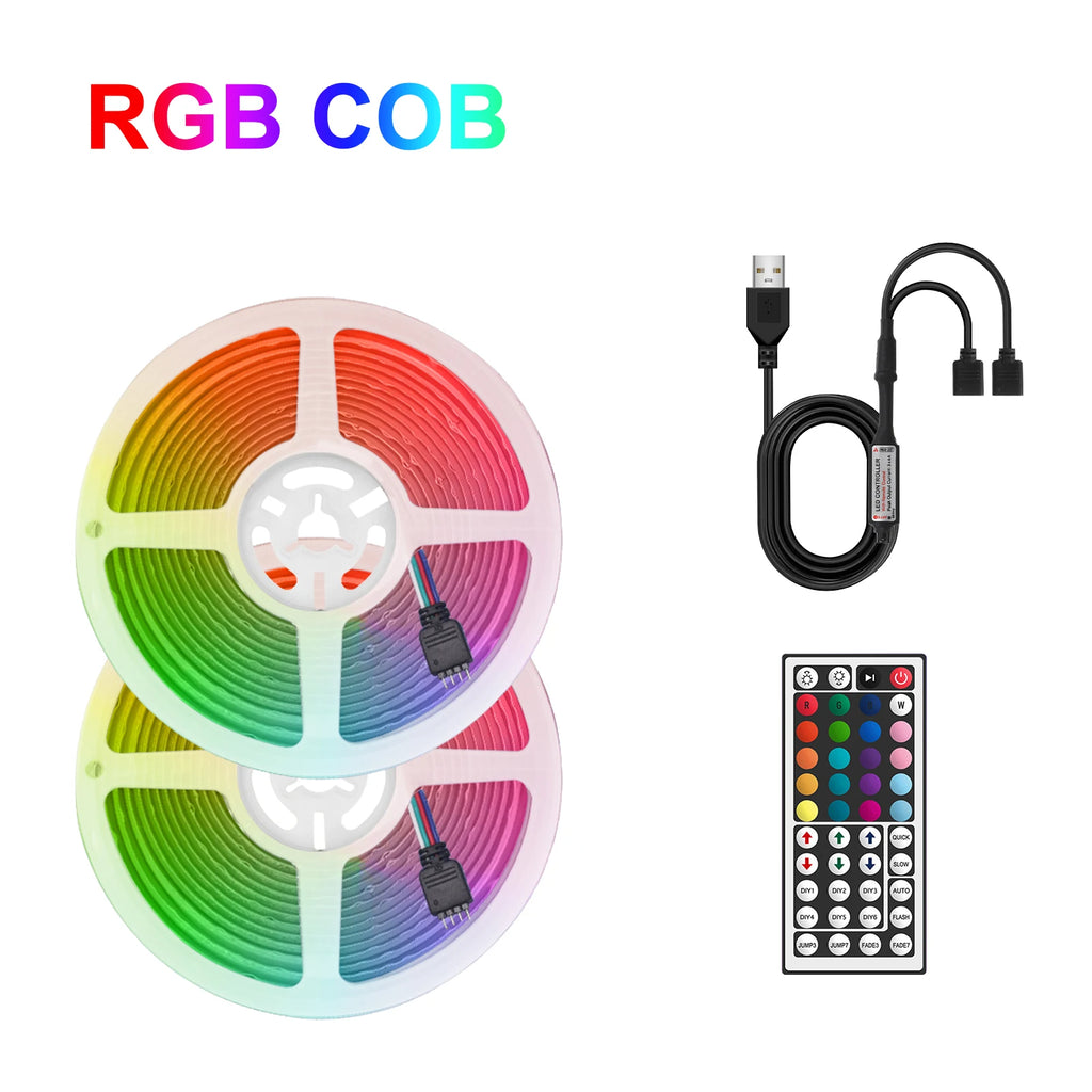 5V RGB COB LED Strip 576LEDs/m Bluetooh App IR Remote Control USB RGB LED Strip Flexible Tape for TV Backlight Room Decoration