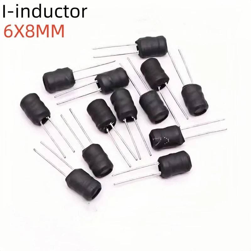 10PCS I-Type Inductor 6 * 8 In-Line Pin Winding Power Ferrite Core Coil, Plug-In Inductor Coil 0608