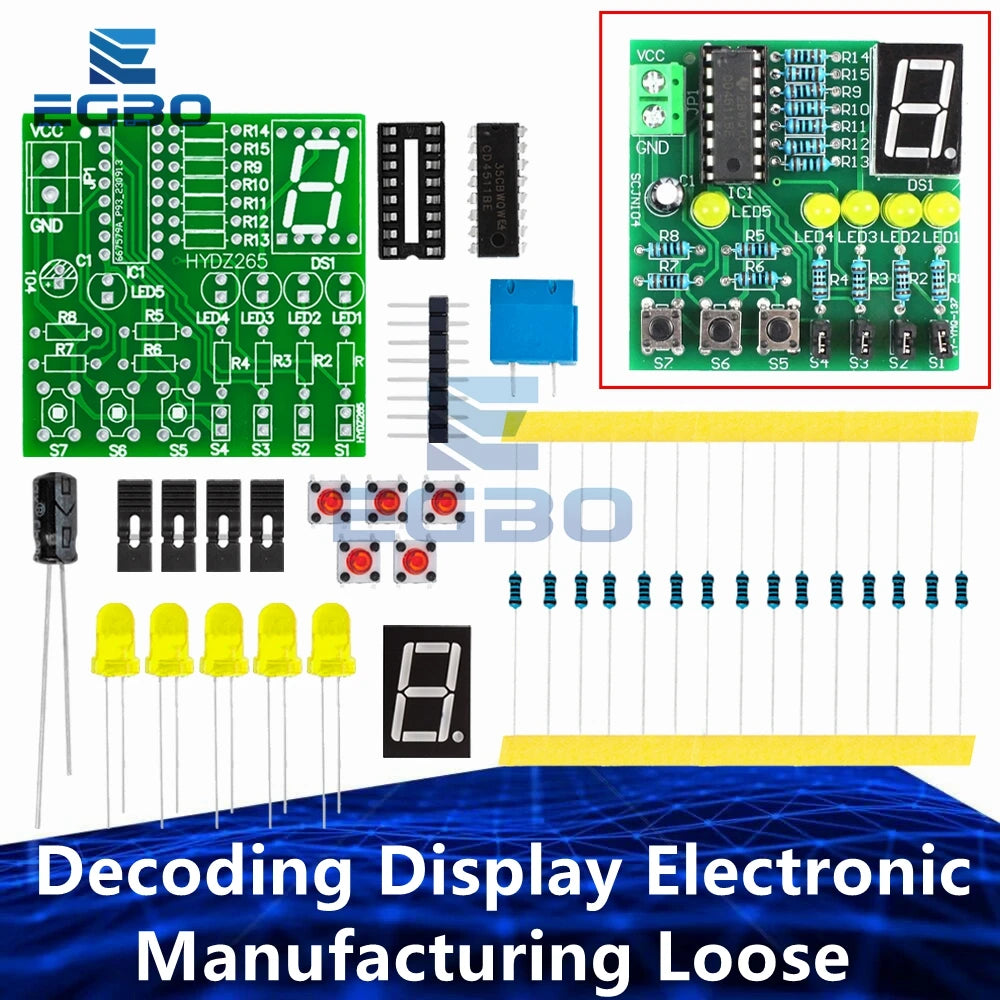 DIY Soldering Practice Training Module 7 Segment Display Decoder Circuit Board for Student Electronic Learning