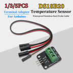 1/3/5Pcs DS18B20 Temperature Sensor Module Digital Waterproof Stainless Steel Probe for Arduino
