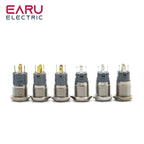16mm Metal Push Button Switch Ring Lamp Power Symbol Buttons Waterproof Flat Head Momentary Latching LED Light Self-lock 1NO1NC