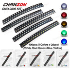 100Pcs 0805 SMD LED Diode Lamp Chip Light UV Purple Pink RGB Warm White Red Green Blue Yellow Orange Multicolor Emitting Kit Set