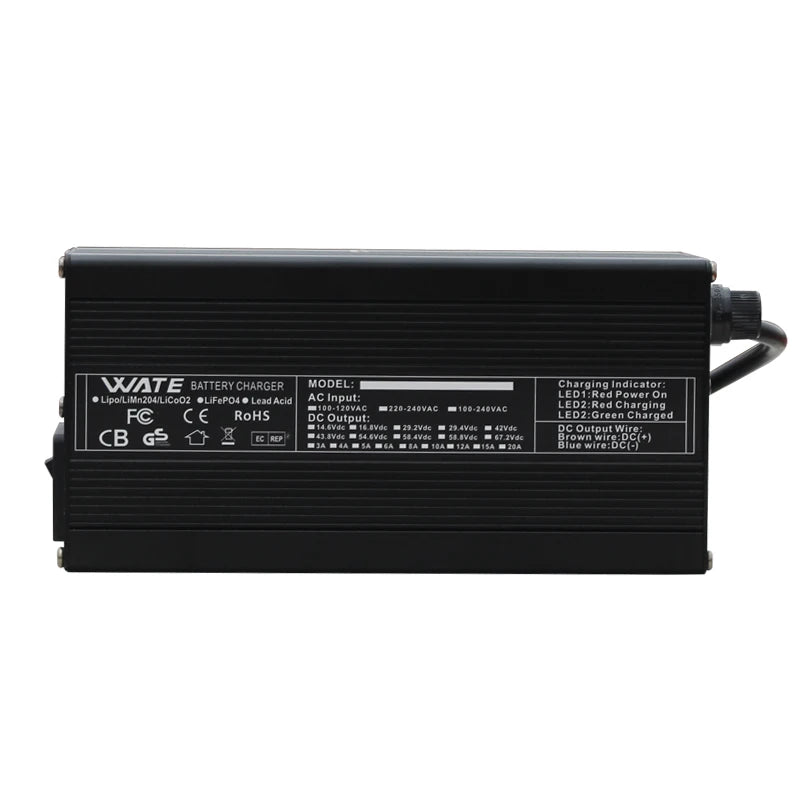 67.2V 5A Lithium Battery Charger For Pack 16S 60V Li-ion Lipo Aluminum Case With Fan