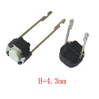 30pcs/lot,6x6mm H=5/4.3mm,Middle 2Pin DIP Long Pin,Mini Push Button Switch,PCB Mounting Momentary Tact Switch Button White Head