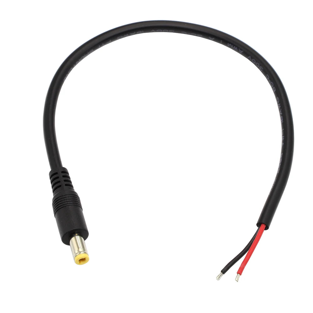 30cm DC Power Cord 5.5*2.1 / 5.5*2.5 Male Plug Connector Charging Cable 90 Degree Right Angle Adapter Power Extension Cord DIY