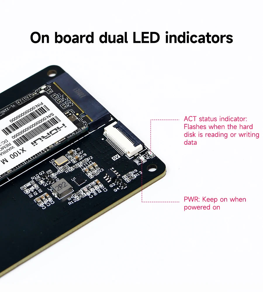 Raspberry Pi 5 Dedicated PCIE to M.2 NVME SSD Solid State Drive Expansion Board 2230 2242 2260 2280 Support Pi5 Active Cooler