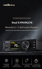Lossless HIFI Audio Decoder 2pcs ES9038Q2M DAC DSD256 384KHz Lossless Decoding Music Player QCC3095 Bluetooth 6.2 AMANERO Module