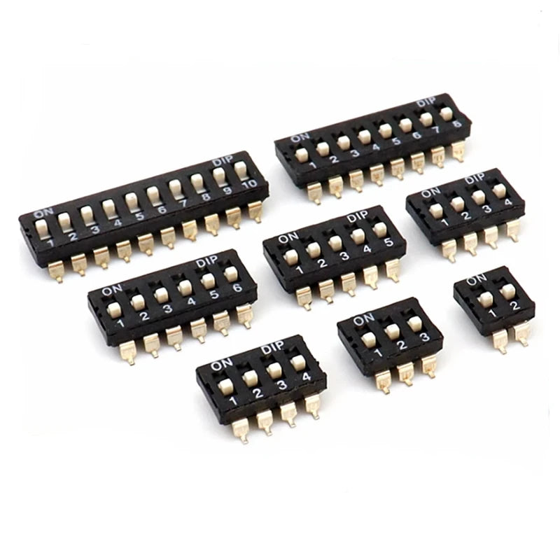 10pcs/lot 2.54 Patch DIP Switch Gold Plated Pin KM-01/2/3/4/5/6/8P/10P 2.54MM SMD