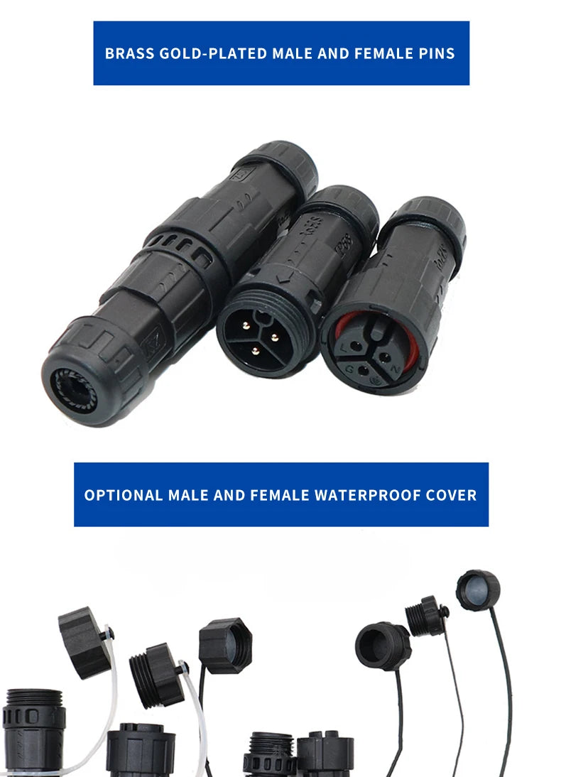 Waterproof M16 2 3 4 5Pin 6 7 8 9 Pin Cable Connector Outdoor IP68 Screw/Welding Male Female Wire Power Aviation Plug Connector