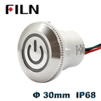 30mm Waterproof IP68 Metal Push Button Switch 12V 220V LED Illuminated Momentary Latching Switch On Off Pushbutton Wire Leading