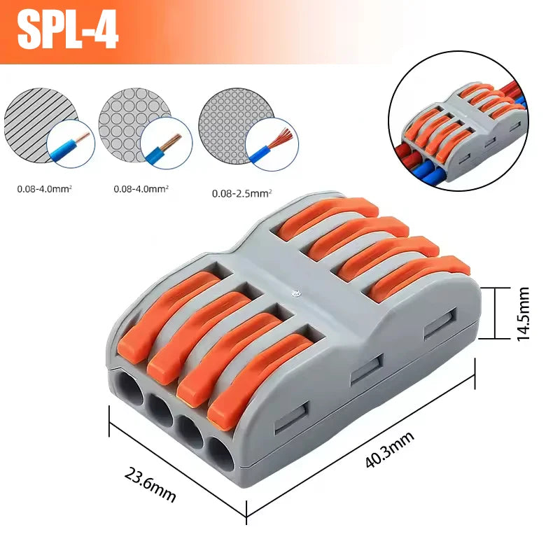 Quick Wire Connectors Multi-circuit Splicing Butt Fast Electrical Connector Universal Push-in Lever Nuts Cable Terminal Block