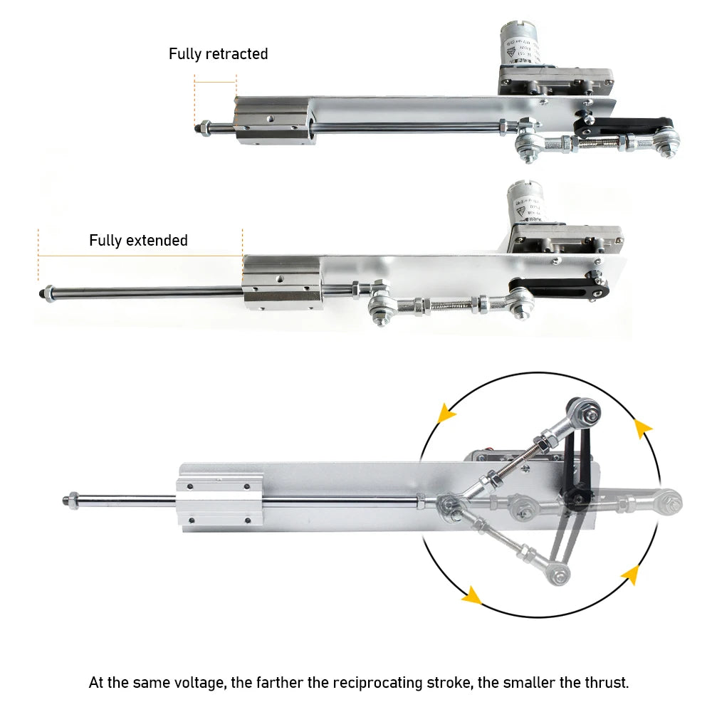 12V/24V DC Linear Reciprocating Motor Adjustable Stroke with Power Supply Telescopic Push Pull Actuator for DIY Automation