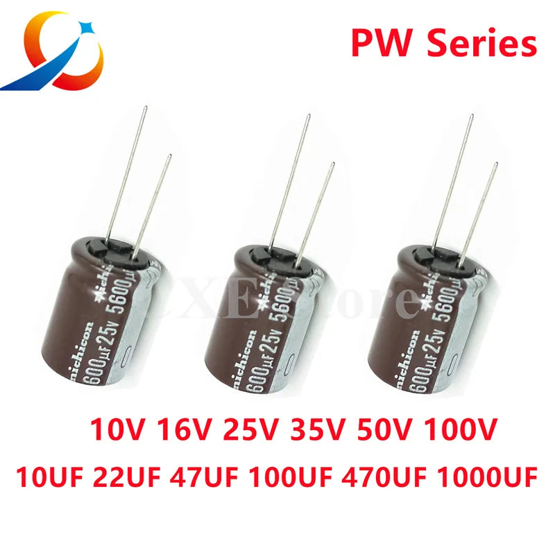 10PCS Nichicon PW Electrolytic capacitors 10V 16V 25V 35V 50V 63V 100V 10UF 22UF 47UF 100UF 220UF 470UF 820UF 1000UF 1200UF NEW