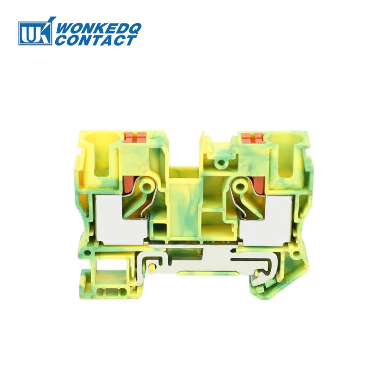 PT10-PE Push-in Ground Feed Through Din Rail Terminal Block 10mm² Protective Earth Plug Wire Electrical Connector PT 10-PE
