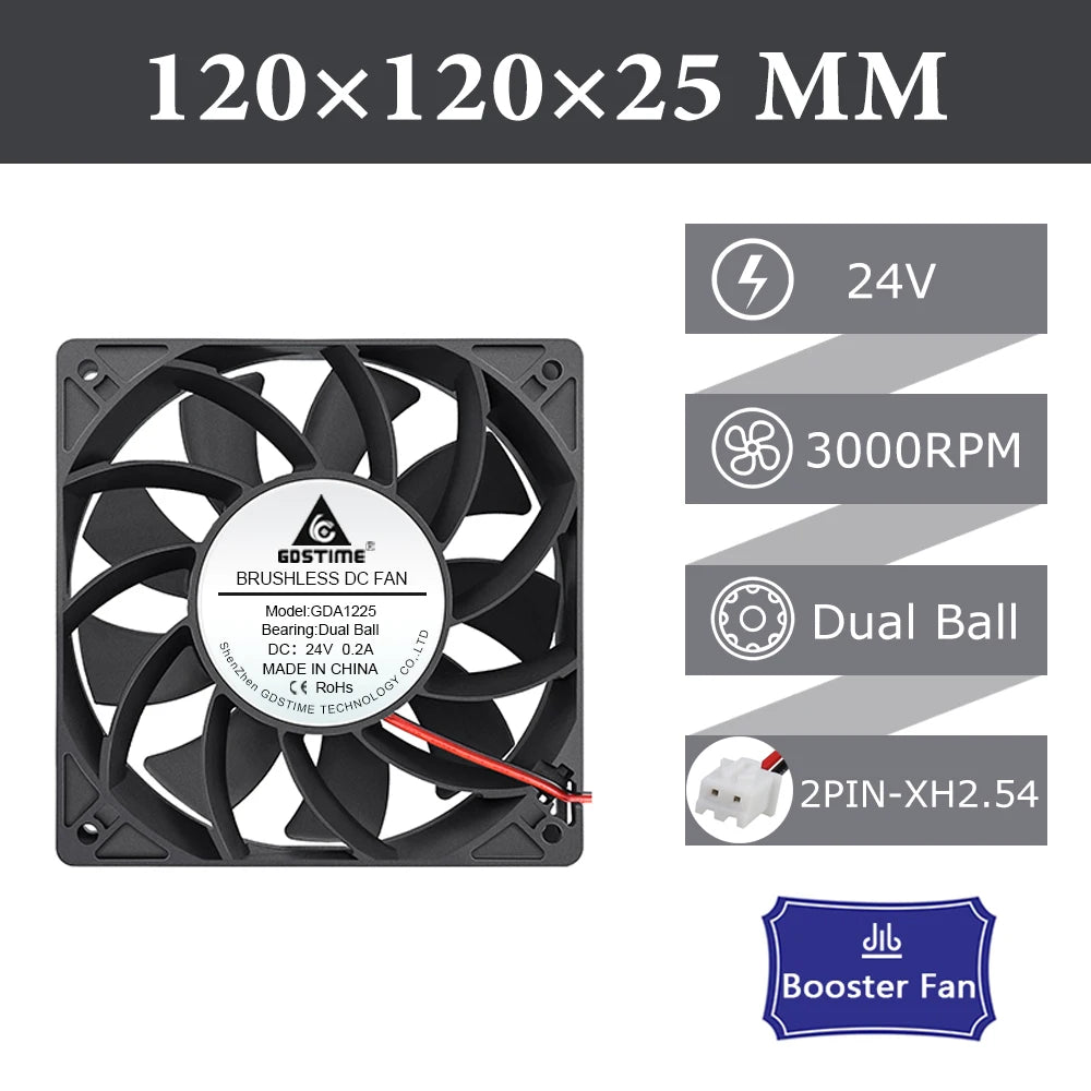Gdstime 120mm USB PC Fan 5V 12V 24V 48V 12cm DC Brushless Cooling Fan 12025 2PIN 3PIN 4PIN Ball Computer Case Fan Waterproof Fan