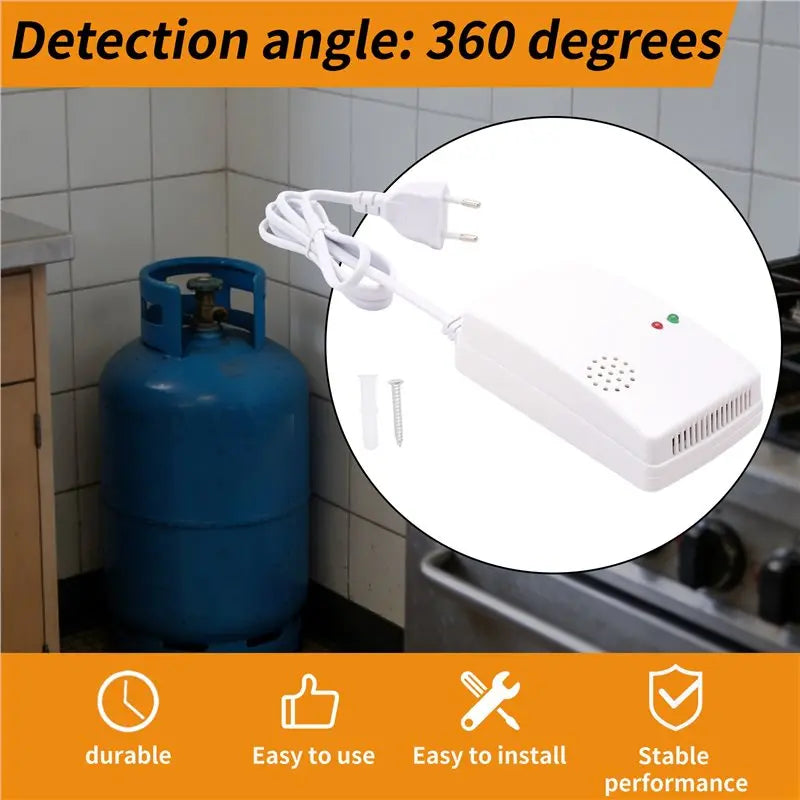 Gas Leak Detector Combustible Propane Butane Methane Leak Warning Combustible Gas Alarm Sensor For Home Security EU Plug-Y41A