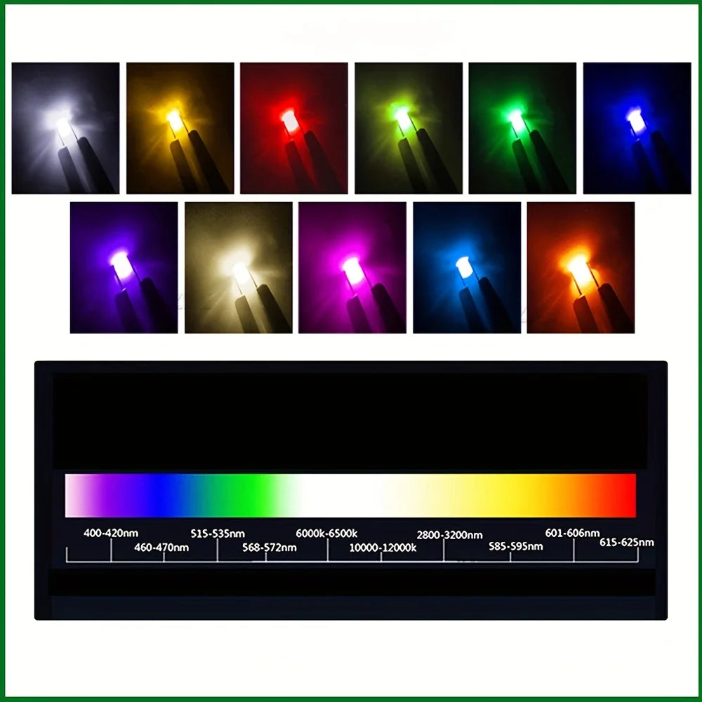 10 Values x100Pcs =1000Pcs/Lot 0402 Smd Led Diode Red Yellow Blue Emerald Green Orange White Warm Purple RGB BOX