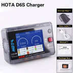 HOTA D6S RC Lipo Battery Charger Magnetic Suction Dual Channel Smart Balance 600W High Power 1-6S Smart Balance Charger