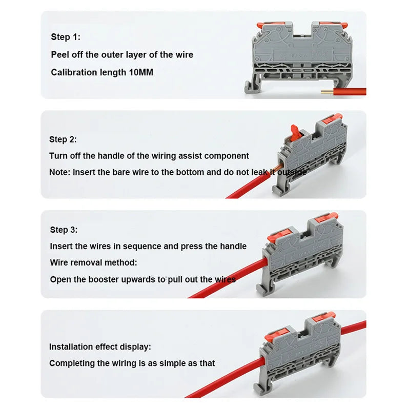 Wire Connectors Rail Type Electrical Quick Terminal Block Direct Insertion Instead Of UK ST PT Docking For Parallel Connection