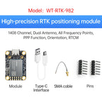 WITMOTION UM982 GNSS Receiver RTK Module ZED-F9P UM980 Sensor GPS BDS GLONASS /Galileo For High Accuracy Drones Positioning