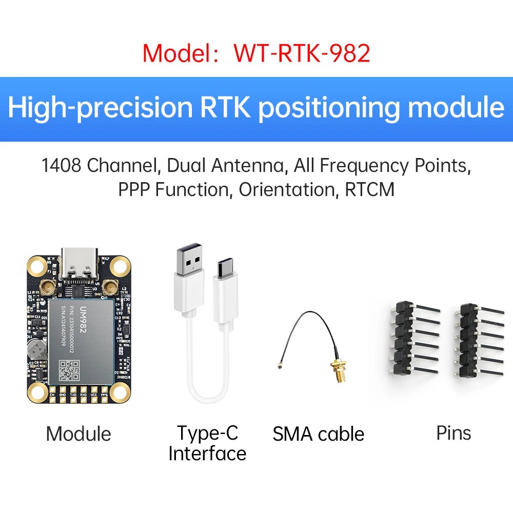 WITMOTION UM982 GNSS Receiver RTK Module ZED-F9P UM980 Sensor GPS BDS GLONASS /Galileo For High Accuracy Drones Positioning
