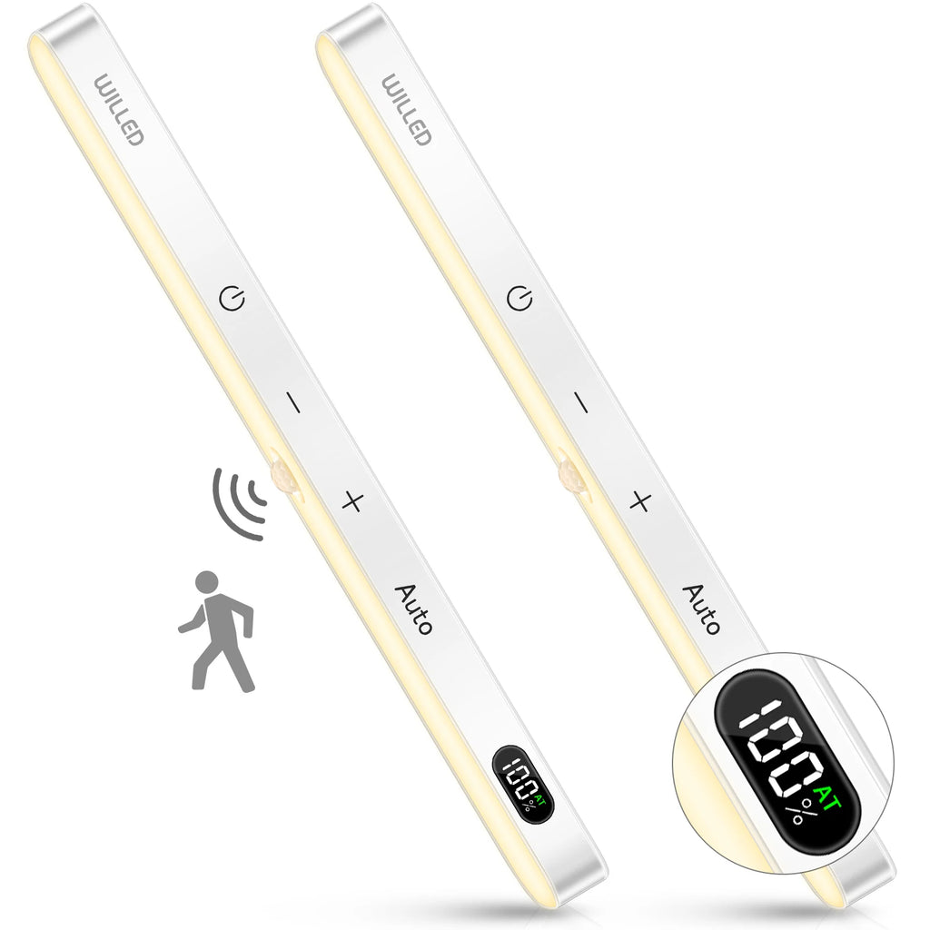 WILLED Under Cabinet Lights Rechargeable Battery Display 60 LED Touch Light Bar Motion Sensor Light Closet Light Night Lights