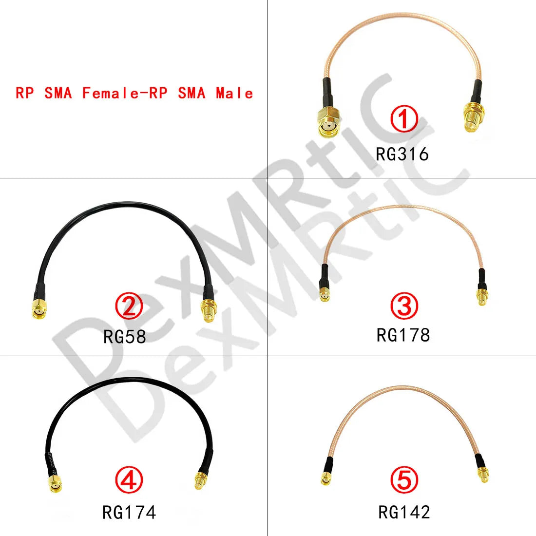 Wifi Router Extension RP SMA Male to Reverse Female Pigtail Cable Adapter RG316  RG174 RG178 RG58 RG142