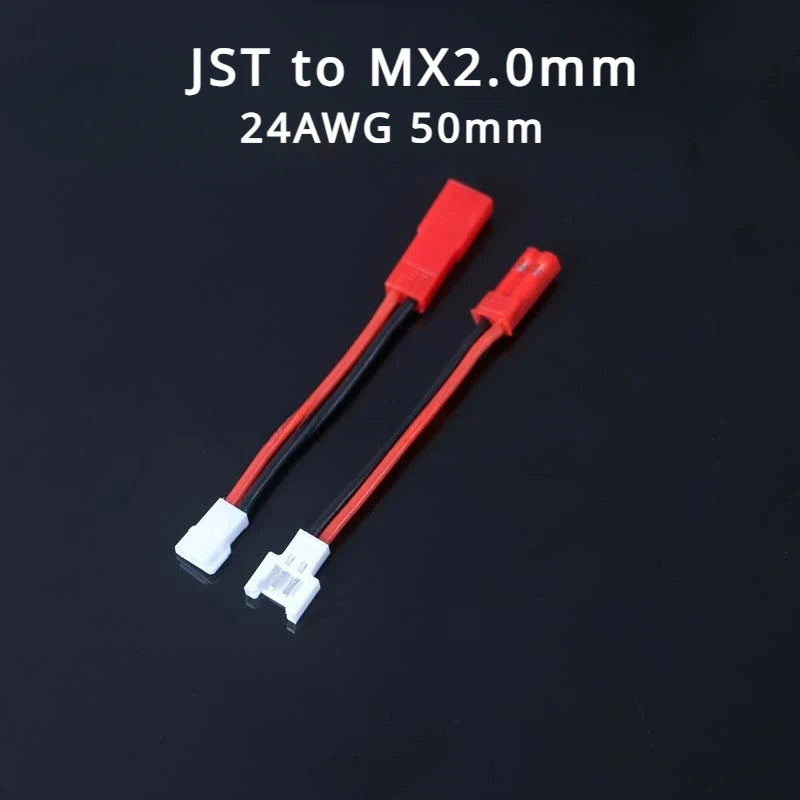 1/5/10Pcs JST Male/Female To MX2.0mm Male/Female 2P Lithium Battery Conversion Cable 51005  24AWG Length 50MM 5CM Silicone Wire