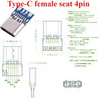 5PCS USB 3.1 Type-C Connector 24 Pins Male / Female Socket Receptacle Adapter To Solder Wire & Cable 24 Pins Support PCB Board