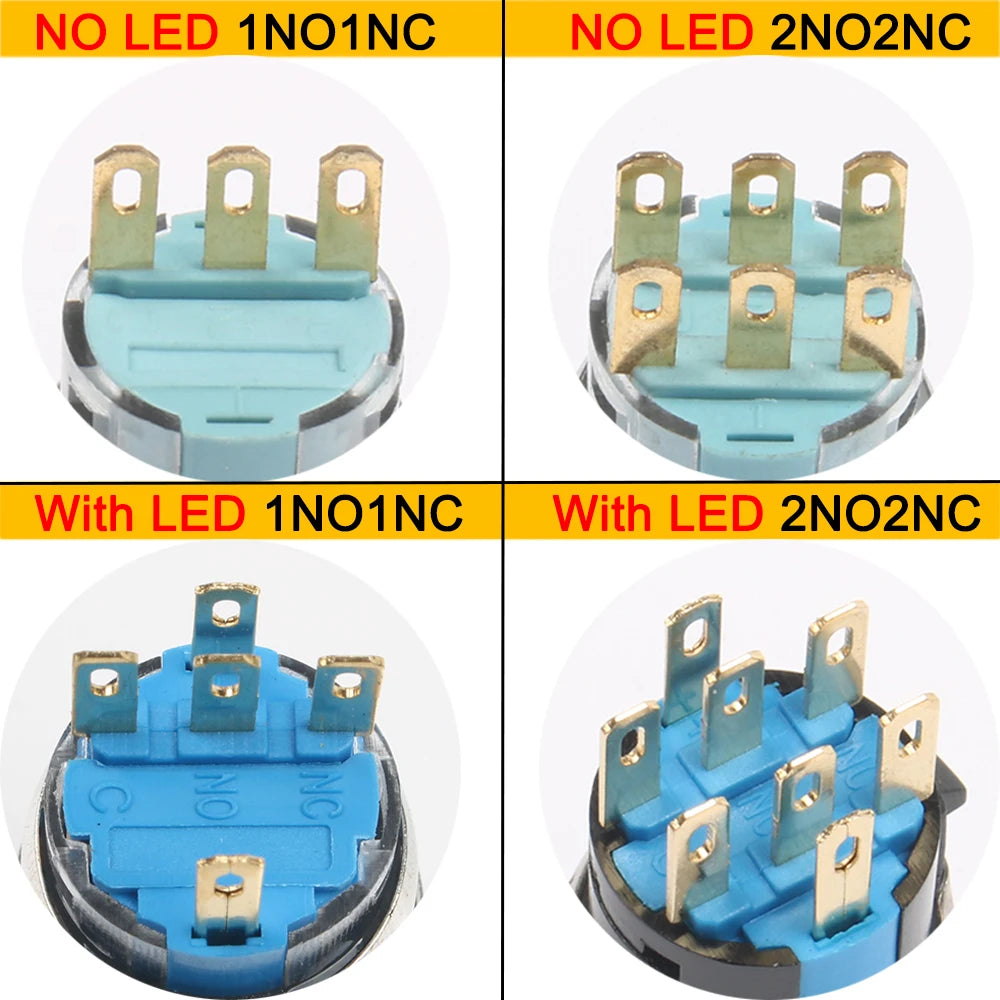 Rotary Switches Knob DPDT/SPDT 2/3 position 16/19/22MM Latching Waterproof Metal Selector Light Electric On Off 5V12V220V 2NO2NC