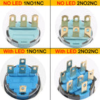 Rotary Switches Knob DPDT/SPDT 2/3 position 16/19/22MM Latching Waterproof Metal Selector Light Electric On Off 5V12V220V 2NO2NC