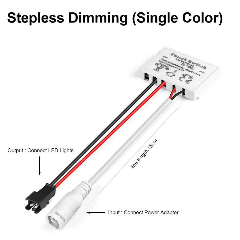 HOT DC12V-24V Dimmable Touch Sensor Switch For Single Color/ CCT Adjustable LED Strip Light Bathroom Mirror Backlight Switch