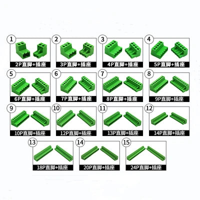 1Sets Solderless Docking Type 2EDG 5.08MM Screw Terminal Block Connector PCB Plug-in Type 2EDG Type Green Terminal Block