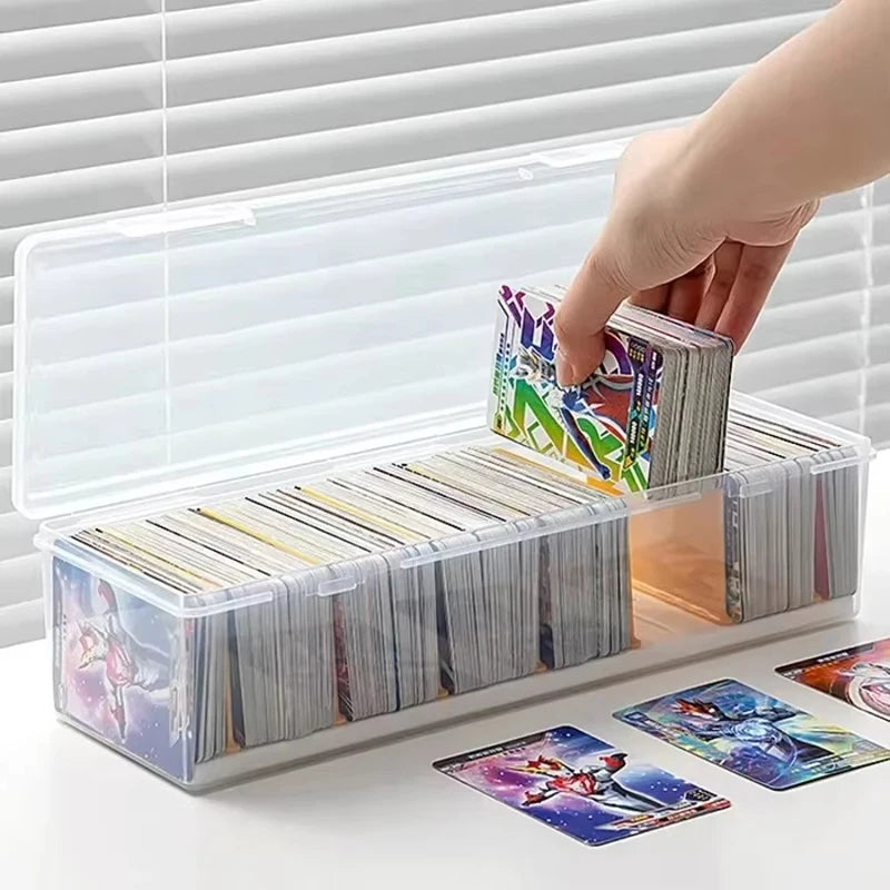 Clear Plastic Compartmentalized Organizer Box Holds 550+ Game Cards Storage Box  Portable With Adjustable Divider For Cards