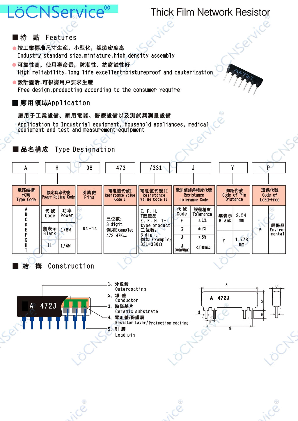 LoCNService 200PCS 5PIN Exclusion Network Resistor array DIP 5A474J 5A0514J 474 514 470K 510K OHM A05 474JP 514JP