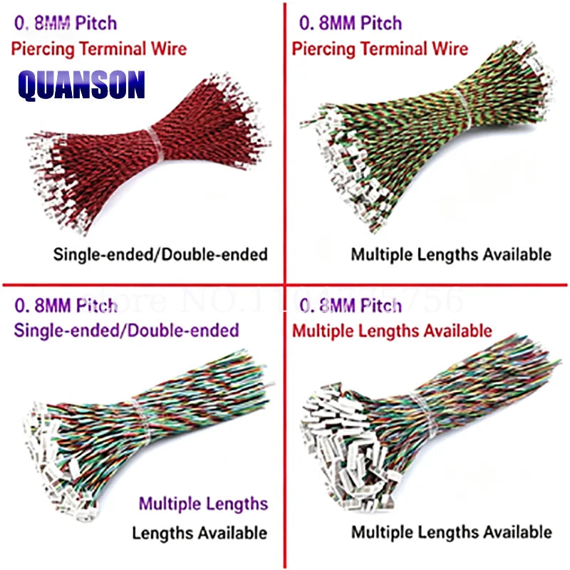 5PCS  JST 0.8mm Connector Cable Wire 02SUR Single Double Head 2P 3P 4P 5P 6P 7P 8P 10P 0.8mm Pitch IDC Type 10cm 20cm 30cm